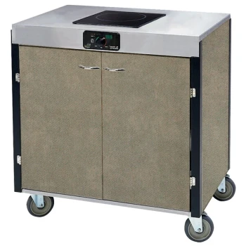 Lakeside 2060BS Creation Express™ Mobile Cooking Cart with 1 Induction Burner, No Exhaust Filtration, and Beige Suede Laminate Finish - 22" x 34" x 35 1/2"