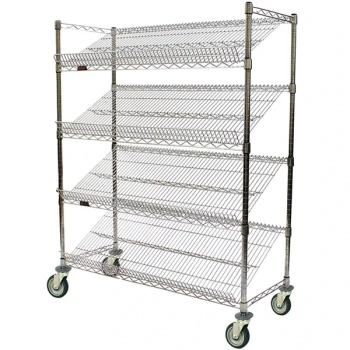Eagle Group M1848C-4 48" x 18" Chrome 4 Shelf Angled Merchandising Cart