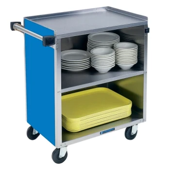 Lakeside 622BL Medium-Duty Stainless Steel Three Shelf Utility Cart with Enclosed Base and Royal Blue Finish - 19" x 30 3/4" x 33 7/8"
