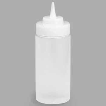 TableCraft 10853C 8 oz. Clear WideMouth™ Cone Tip Squeeze Bottle with 53 mm Opening - 12/Pack