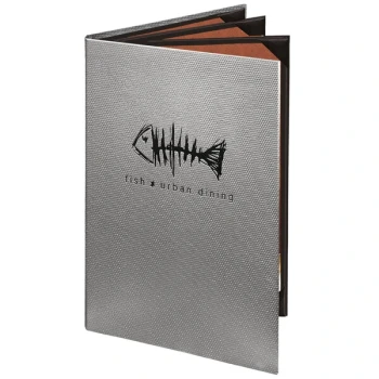 Menu Solutions 860A Slim Line 5 1/2" x 8 1/2" Customizable Quad Panel 6 View Booklet Menu Cover