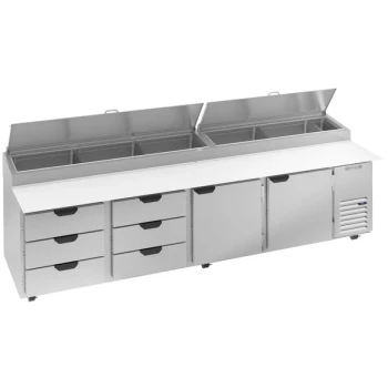 Beverage-Air DPD119HC-6T-CL 119" 6 Drawer 2 Door Refrigerated Pizza Prep Table