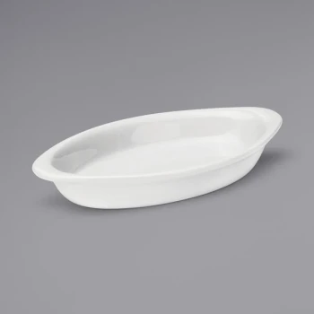 Oneida Tundra by 1880 Hospitality F1400000646 9 oz. Oval Warm White China Rarebit - 24/Case
