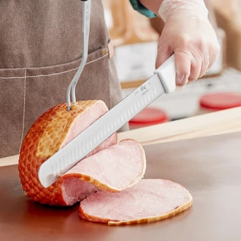 Choice 14" Granton Edge Slicing Knife with White Handle