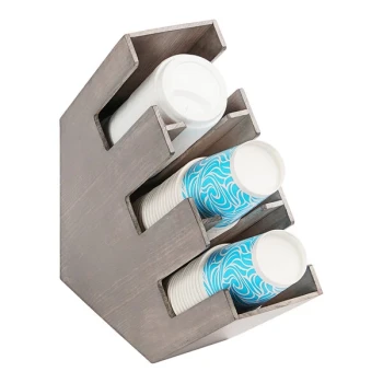 Cal-Mil Aspen Gray-Washed Pine Wood 3-Section Countertop Cup / Lid Organizer 2048-3-110