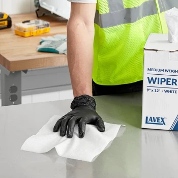 Lavex 9" x 12" White Medium Weight Industrial Wiper with Center Pull Pop-Up Box - 220/Box