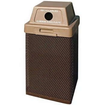 Wausau Tile MF3057 35 Gallon Steel Square Trash Can with Plastic Recycle Lid