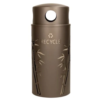 Ex-Cell Kaiser NS33-BB R BRZX Nature Series Round 33 Gallon Steel Brown Bamboo Recycling Bin