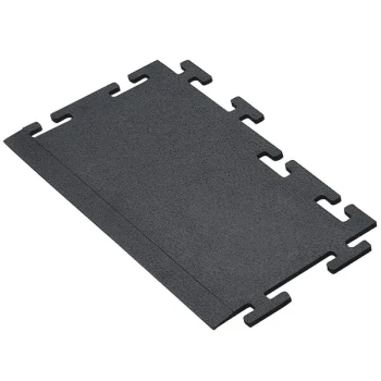 Cactus Mat 2560-CTLB Tile Lock 12" x 2' Black Rubber Interlocking Weight Room Mat Border - 3/8" Thick