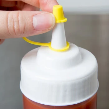 TableCraft C100TA Assorted Squeeze Bottle Tethered Caps - 12/Pack