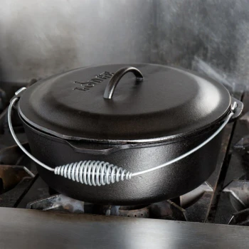 Lodge L12DO3 9 Qt. Pre-Seasoned Cast Iron Dutch Oven with Spiral Bail Handle