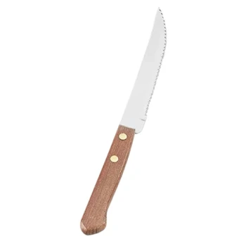 Vollrath 48140 8 5/16" Stainless Steel Steak Knife with Wood Handle - 24/Case