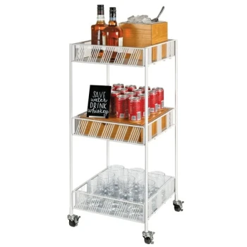 Cal-Mil 4111-15 Portland White 3-Tier Merchandiser Cart with Plastic Inserts- 15" x 14" x 35"