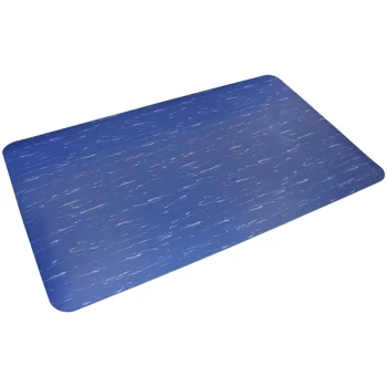 Durable Grand Stand Vinyl 2' x 3' Marble Blue Anti-Fatigue Mat 544S23MBL - 1/2" Thick