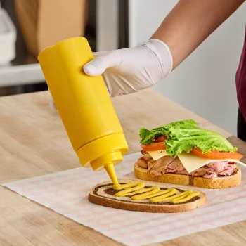 Choice 16 oz. Yellow Wide Mouth Squeeze Bottle - 6/Pack