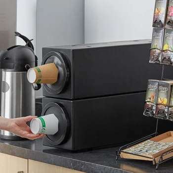 Choice Black Stackable Countertop 8 - 44 oz. Cup Dispenser Cabinet - 2 Slot