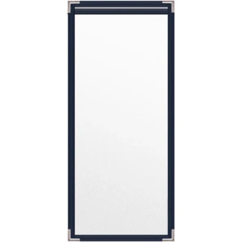 H. Risch, Inc. TES Deluxe Sewn 5 1/2" x 14" Blue 2 View Vinyl Menu Cover with Silver Smooth Corners and Matte Finish