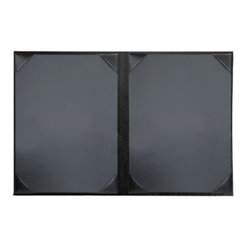 H. Risch, Inc. Oakmont 8 1/2" x 11" Black 2-Panel Menu Cover with Album Style Corners