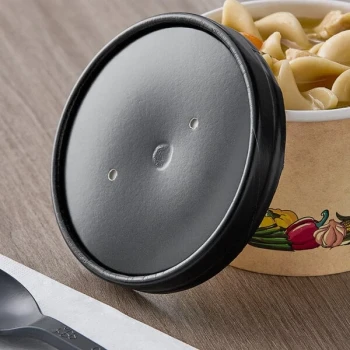 Choice 6 - 16 oz. Black Paper Soup / Hot Food Cup Vented Lid - 1,000/Case