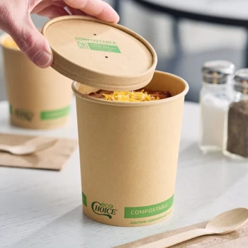EcoChoice 32 oz. Kraft Paper Food Cup with Vented Lid - 250/Case
