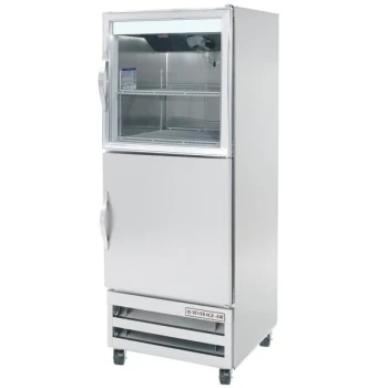 Beverage-Air RI18HC-HGS 27" One Section Glass and Solid Half Door Reach-In Refrigerator - 16.85 cu. ft.