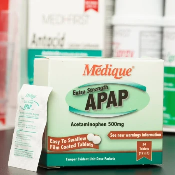 Medique 17564 Extra Strength APAP Acetaminophen Tablets - 24/Box