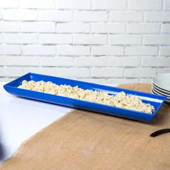 TableCraft CW11047CBL 25" x 8" x 2 1/2" Cobalt Blue Cast Aluminum Flared Rectangular Platter