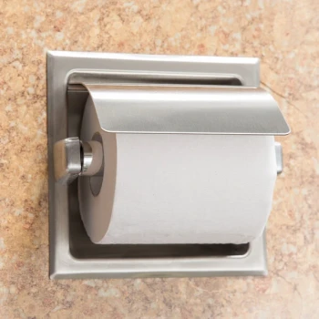 Bobrick B-6697 Recessed Toilet Tissue Dispenser with Stainless Steel Hood and Satin Finish