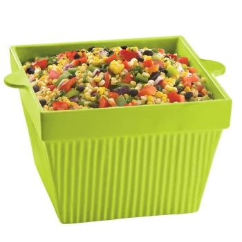 TableCraft CW1490LG 6.5 Qt. Lime Green Cast Aluminum Square Condiment Bowl