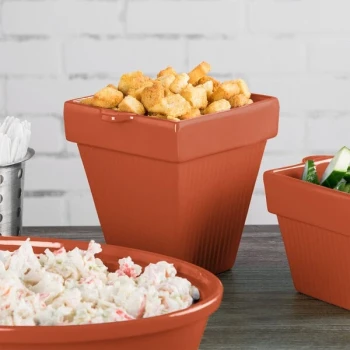 TableCraft CW1470CP 2 Qt. Copper Cast Aluminum Square Condiment Bowl
