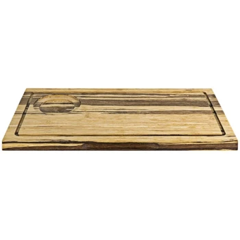 Front of the House 13" x 7" Reversible Crushed Bamboo Serving Board with Hand Grips - 4/Case