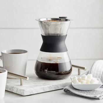 Acopa 3-Cup Glass Pour Over Drip Pot with Silicone Collar