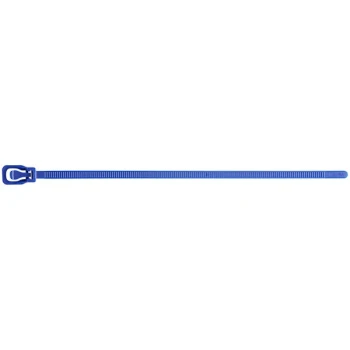 Retyz EveryTie Blue 6" 50 lb. Tensile Strength (222N), 4.8 mm Strap Width Releasable / Reusable Cable Ties EVT-S06BL-HA - 20/Pack