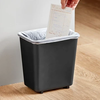 Lavex 7 Qt. / 1.75 Gallon Black Rectangular Wastebasket / Trash Can - 10/Case
