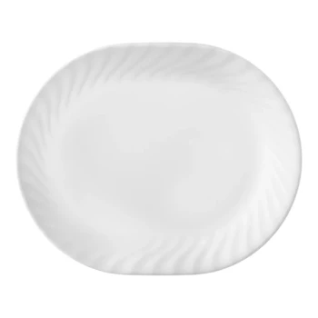Corelle Premium Brisas 12 1/4" Oval Glass Bright White Platter with Embossed Rim - 12/Case
