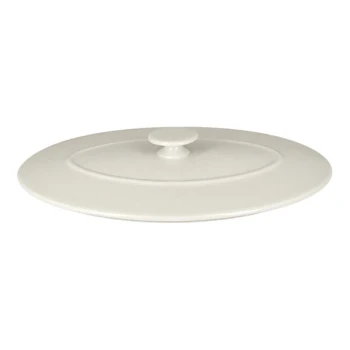 RAK Porcelain Chef's Fusion 10 1/4" Sand White Oval Porcelain Lid - 3/Case