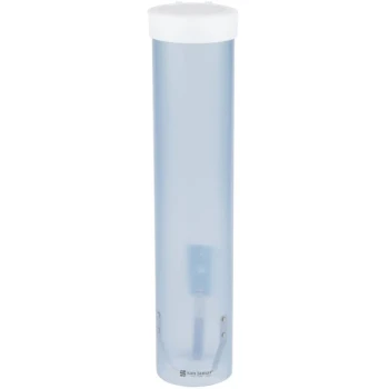 San Jamar C3165FBL Pull-Type Frosted Blue Wall Mount 4 - 10 oz. Water Cup Dispenser with Flip Cap
