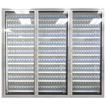 Styleline CL2672-HH 20//20 Plus 26" x 72" Walk-In Cooler Merchandiser Doors with Shelving - Anodized Satin Silver, Left Hinge - 3/Set