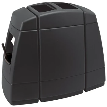Commercial Zone 75820199 Islander Haven 2 55 Gallon Black Rectangular Open Top Trash Can with 2 Paper Towel Dispensers, 2 Squeegees, and 2 Windshield Wash Stations