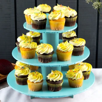 Enjay CS-BLUE 3-Tier Disposable Blue Cupcake Treat Stand - 6/Case