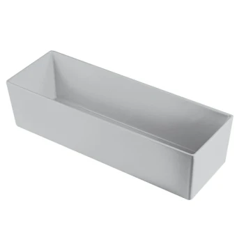 TableCraft CW5010N Simple Solutions 1/2 Size Long Natural Finish Cast Aluminum Deep Straight Sided Bowl - 5" Deep
