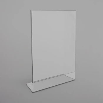 Deflecto 69701 Classic Image 8 1/2" x 11" Portrait Clear Slanted Sign Holder / Displayette