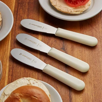 Dexter-Russell 18203 Sani-Safe 3 1/2" Scalloped Sandwich Spreaders - 3/Pack