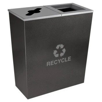 Ex-Cell Kaiser RC-MTR-2 HCCL Metro Collection 36 Gallon Hammered Charcoal Rectangular Two Stream Tapered Recycling Bin