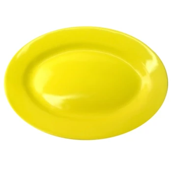 International Tableware Cancun 11 1/2" x 8 1/4" Yellow Stoneware Wide Rim Platter - 12/Case
