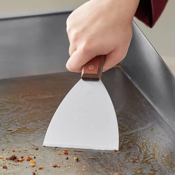 TableCraft 254 8" x 4" Stainless Steel Grill Scraper with Wood Handle