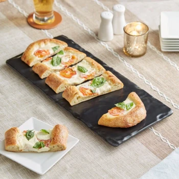 Acopa 18" x 8 1/4" Faux Slate Melamine Footed Serving Board