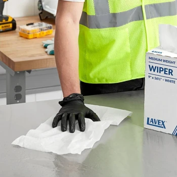 Lavex 9" x 16 1/2" White Medium Weight Industrial Wiper with Pop-Up Box - 126/Box