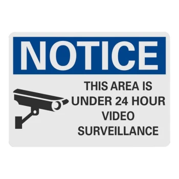 Lavex 10" x 7" Non-Reflective Aluminum "Notice / This Area Is Under 24 Hour Video Surveillance" Safety Sign with Symbol