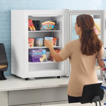 Avantco CFM3 White Customizable Countertop Display Freezer with Swing Door